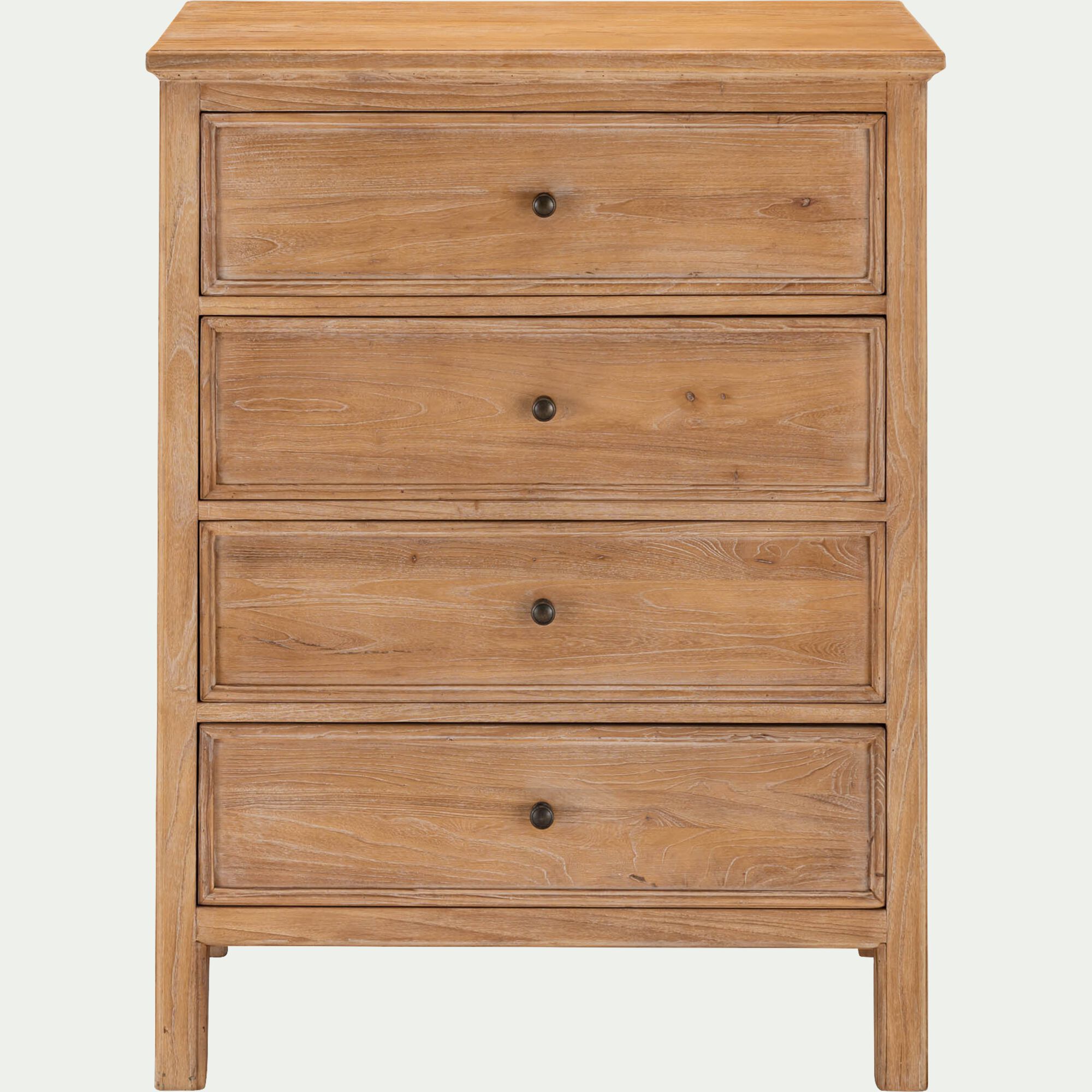 ALYSSE - Commode 4 tiroirs en bois d'orme et de pin - bois clair