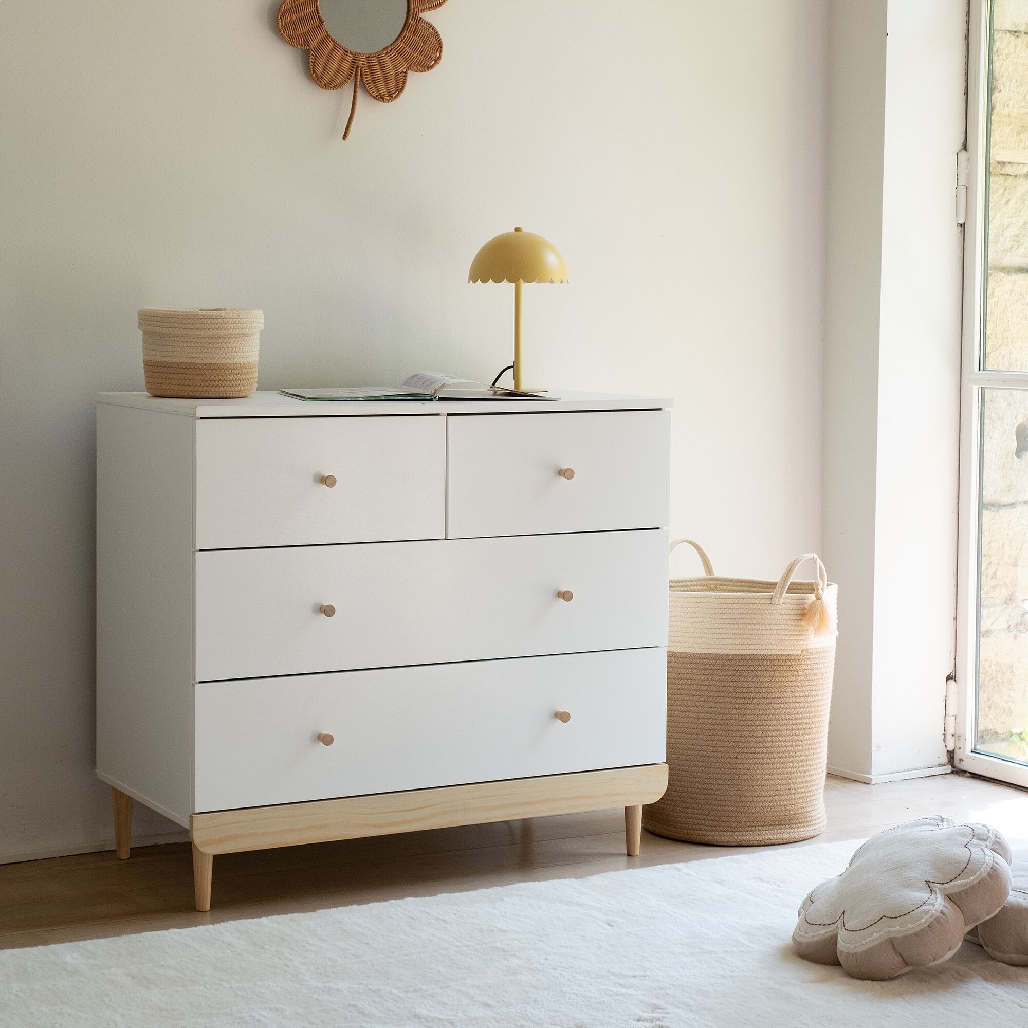 ANAE - Commode enfant 4 tiroirs en bois - blanc