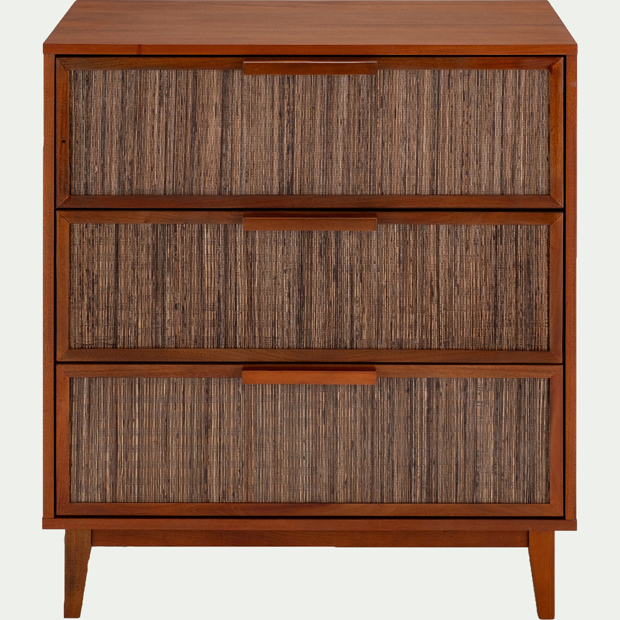 COCOON - Commode 3 tiroirs en acajou L80cm - bois foncé