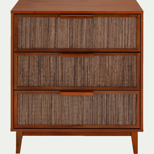 COCOON - Commode 3 tiroirs en acajou L80cm - bois foncé