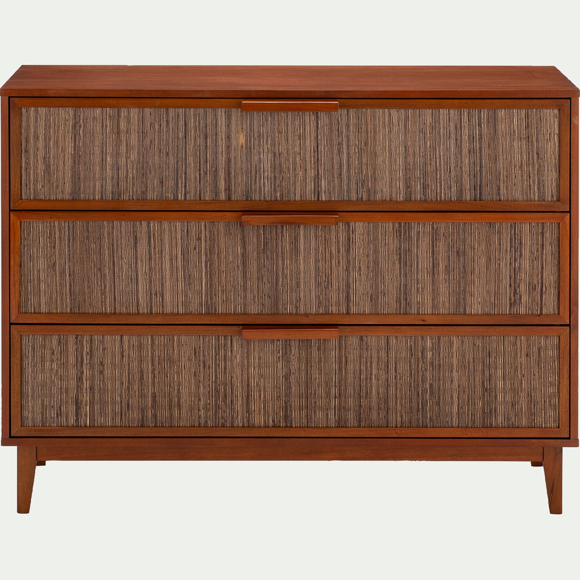 COCOON - Commode 3 tiroirs en acajou L120cm - bois foncé