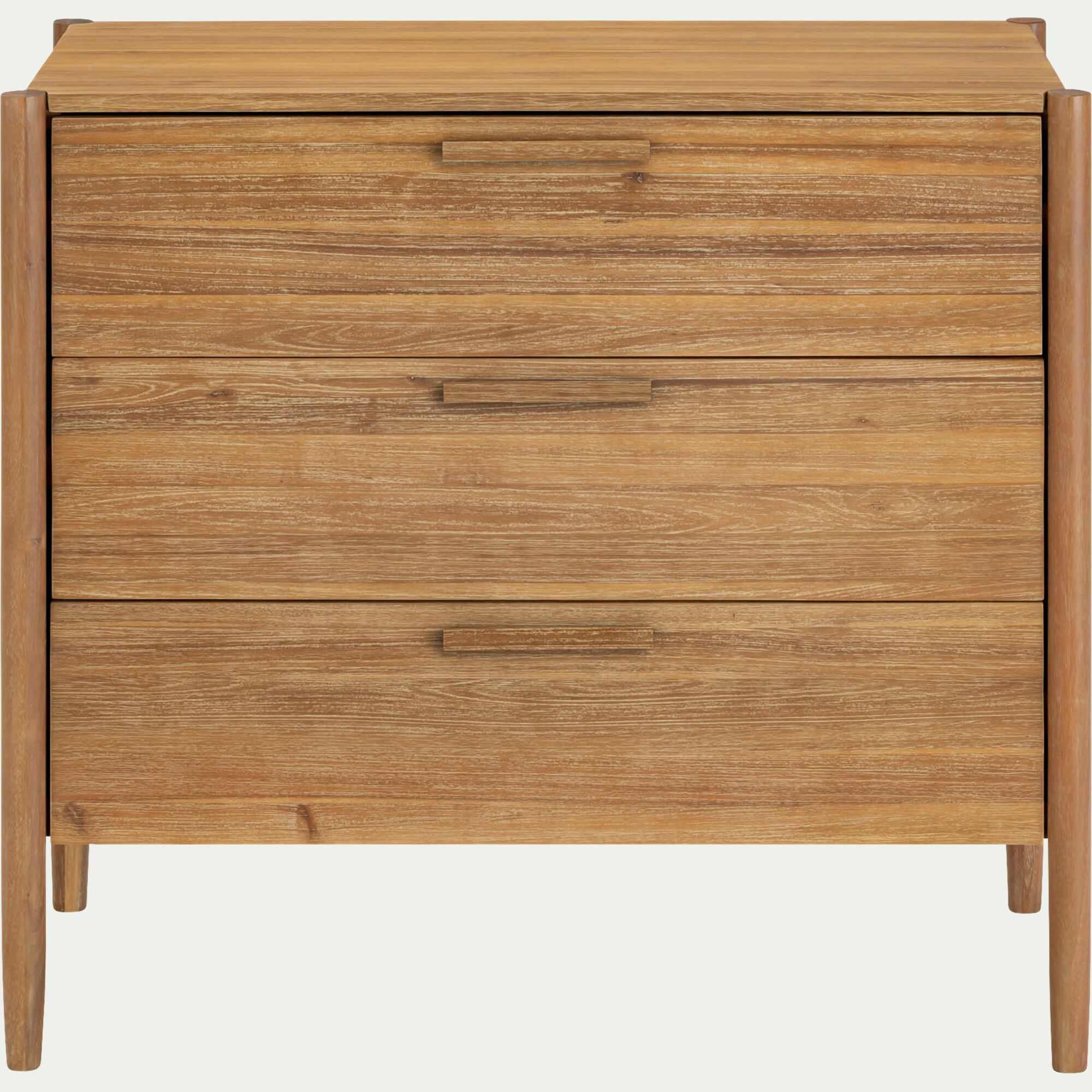 EMILIO - Commode 3 tiroirs en bois d'acacia massif - bois clair