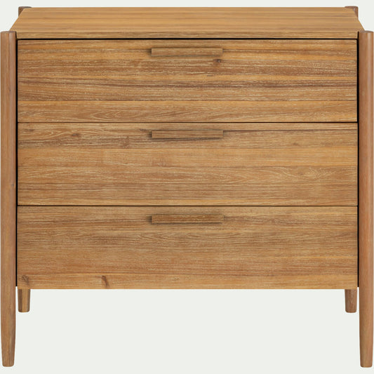 EMILIO - Commode 3 tiroirs en bois d'acacia massif - bois clair