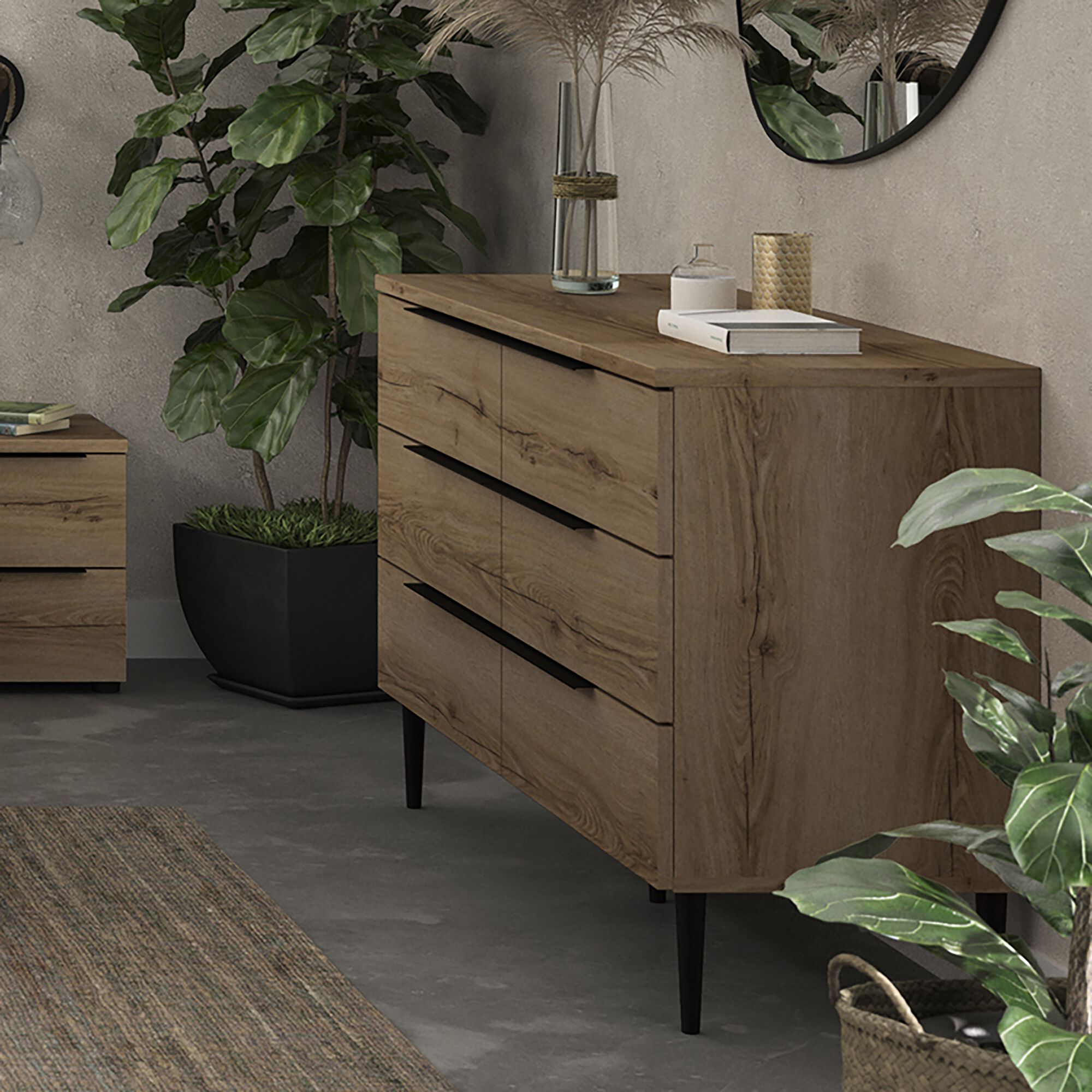 LUCIAN - Commode 6 tiroirs en bois - bois clair