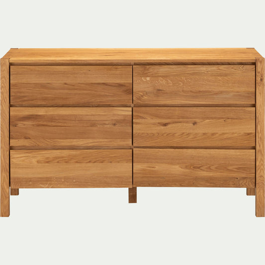 RENO - Commode 6 tiroirs en chêne L150cm - bois clair