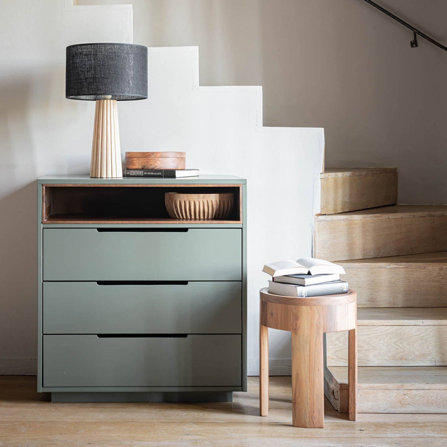 URBAN - Commode 3 tiroirs en bois - vert cèdre