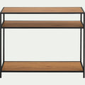 DANANG - Console 3 plateaux en métal et effet chêne L120xP35xH79cm - bois foncé