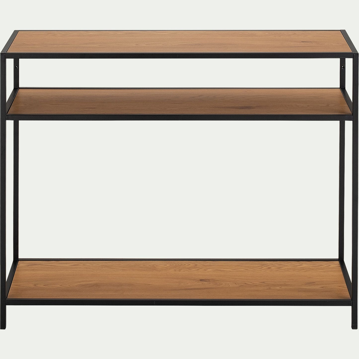 DANANG - Console 3 plateaux en métal et effet chêne L120xP35xH79cm - bois foncé