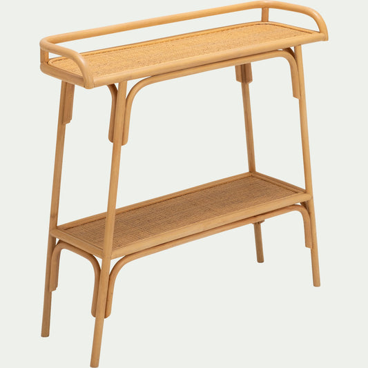PICHOLINE - Console en bois et rotin - bois clair