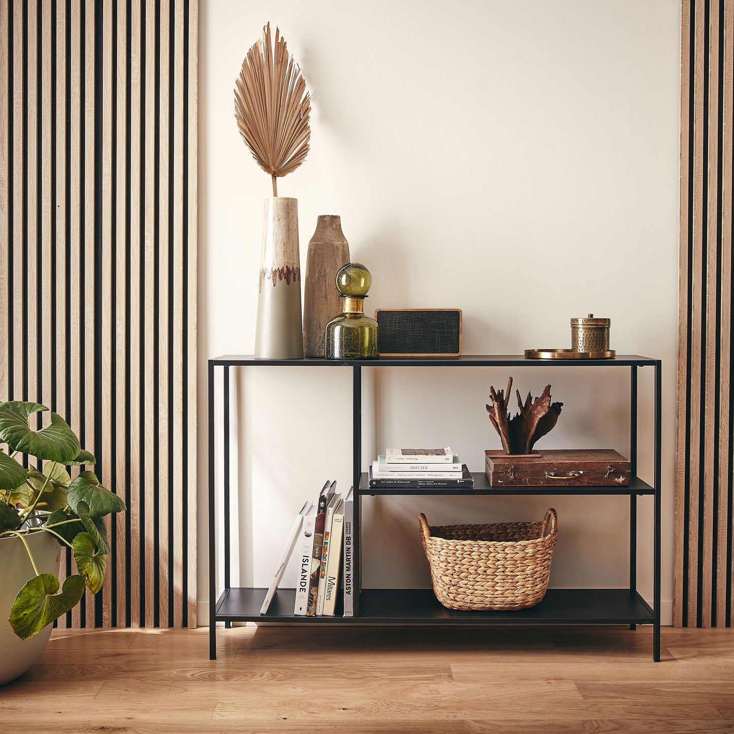ZEBUL - Console 3 plateaux en acier - noir
