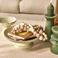 LANDEN - Coupe décorative sur pied en céramique D21cm - beige