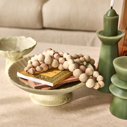 LANDEN - Coupe décorative sur pied en céramique D21cm - beige