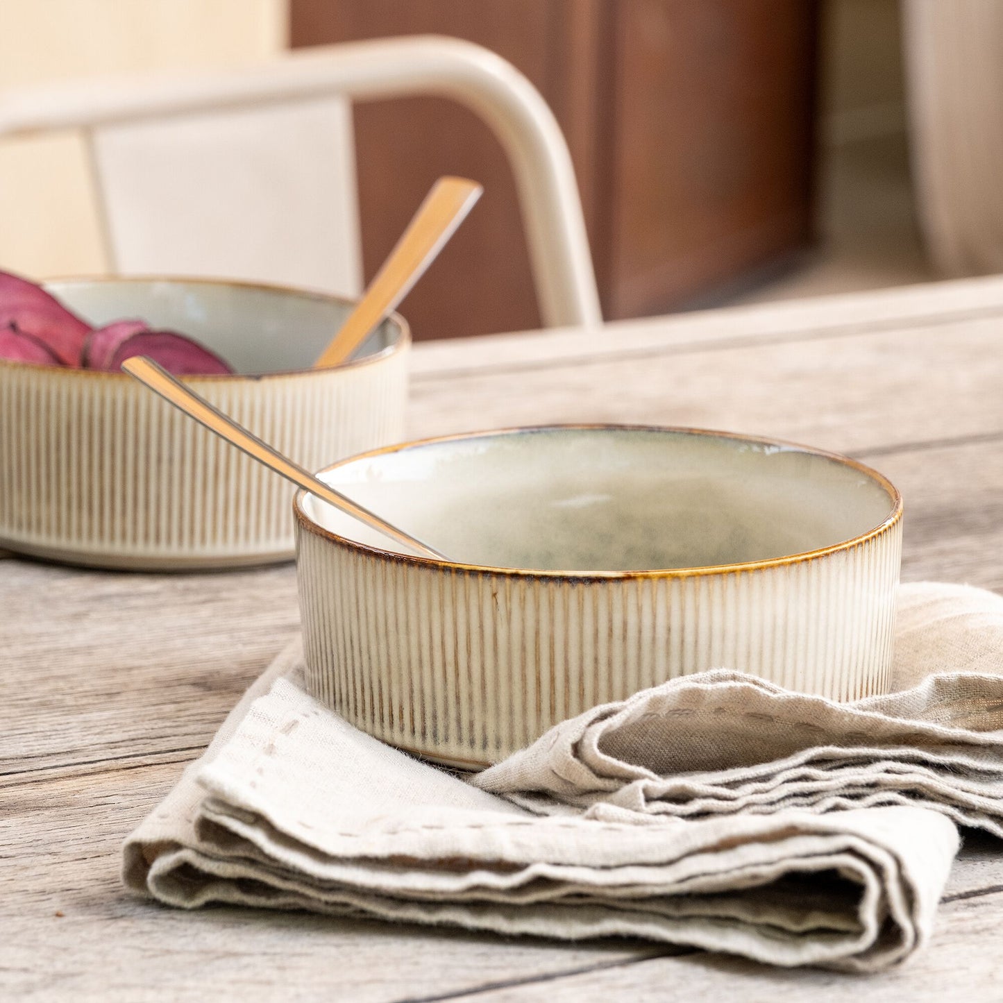 STRIE - Coupelle en grès D17cm - beige