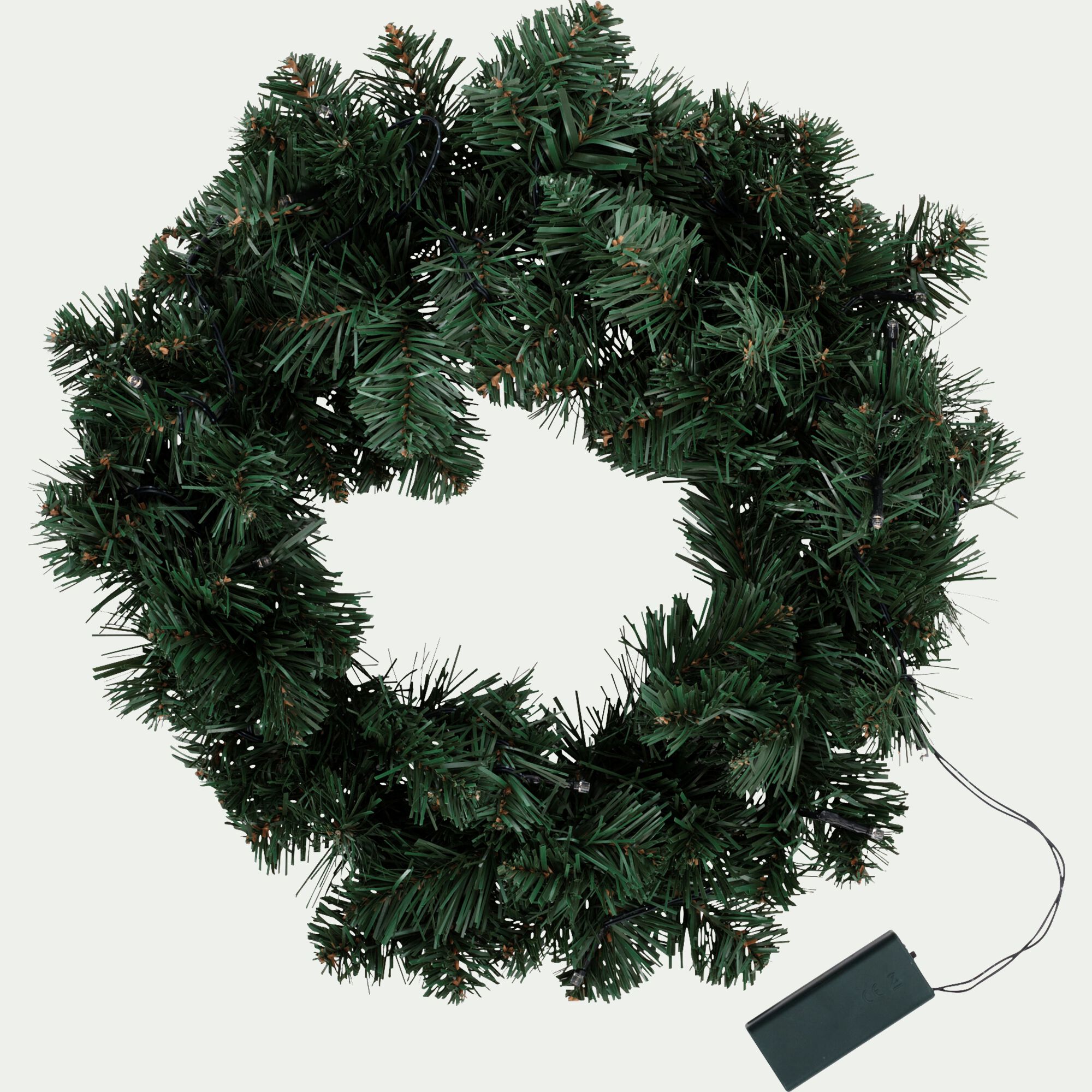 HORTON - Couronne de Noël artificielle lumineuse D45cm - vert