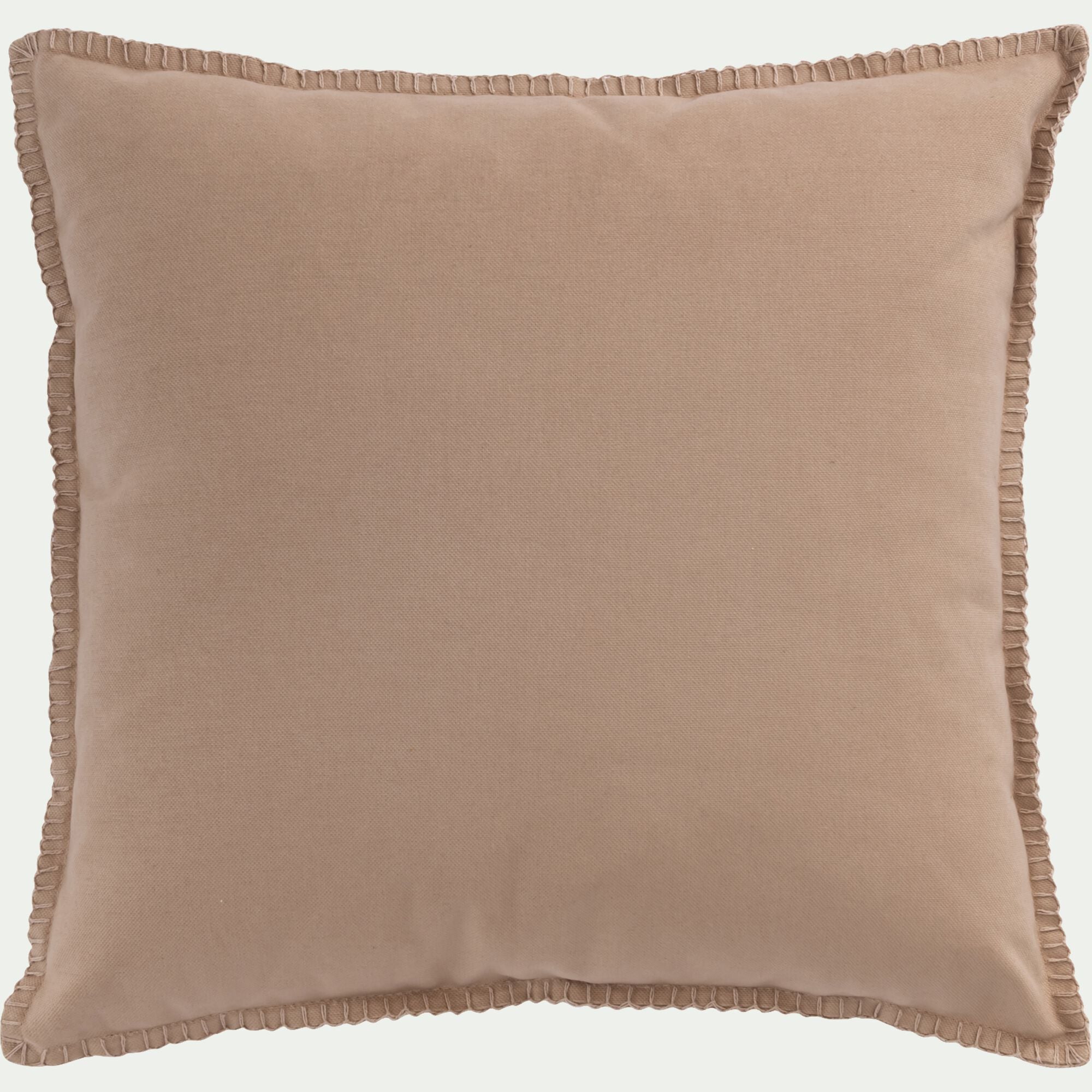 AGDE - Coussin brodé en coton 45x45cm - beige corde