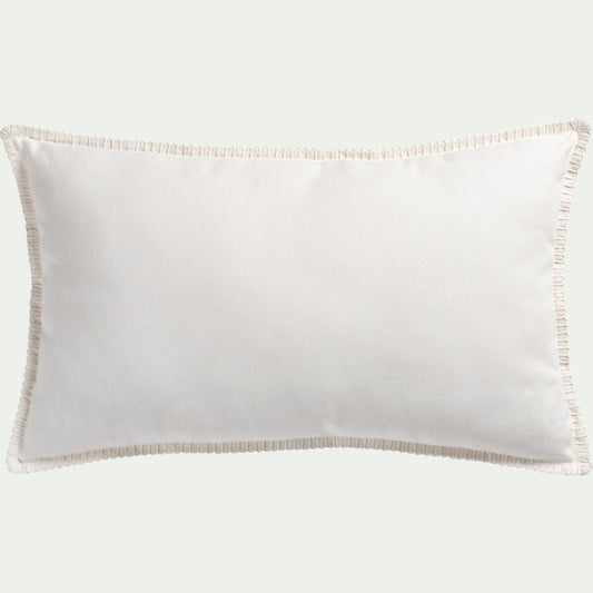 AGDE - Coussin brodé en coton 30x50cm - blanc écru