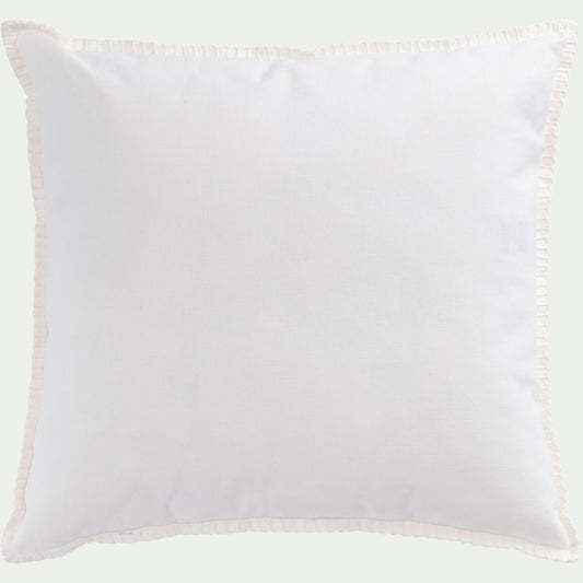 AGDE - Coussin brodé en coton 45x45cm - blanc écru