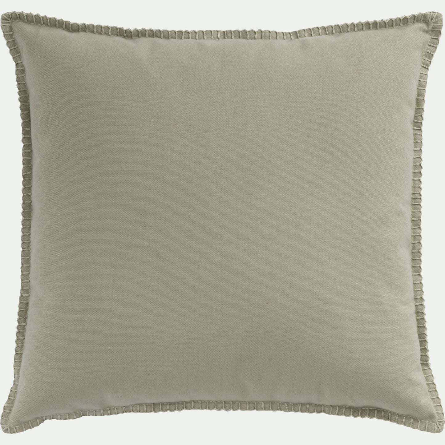 AGDE - Coussin brodé en coton 45x45cm - vert olivier