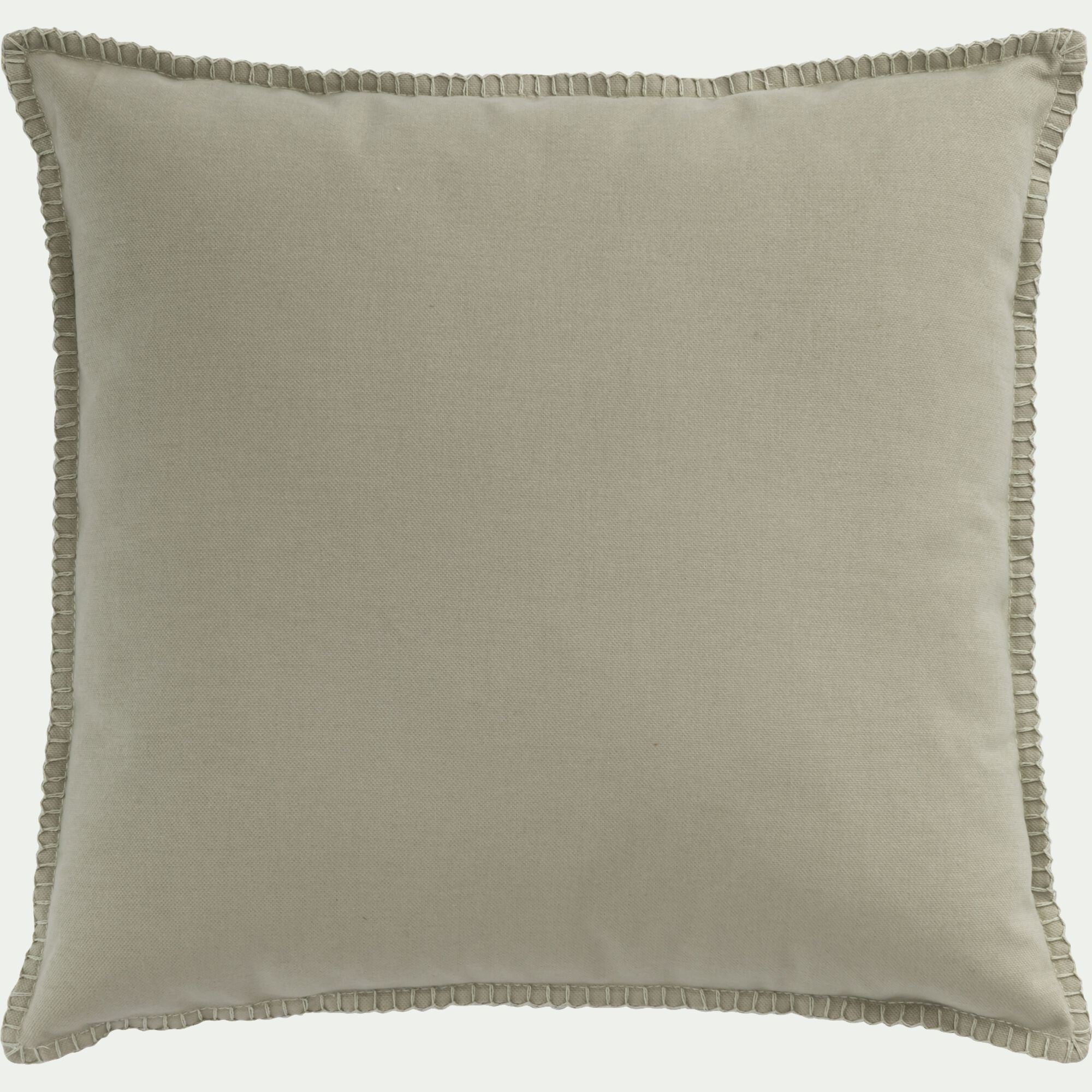 AGDE - Coussin brodé en coton 45x45cm - vert olivier