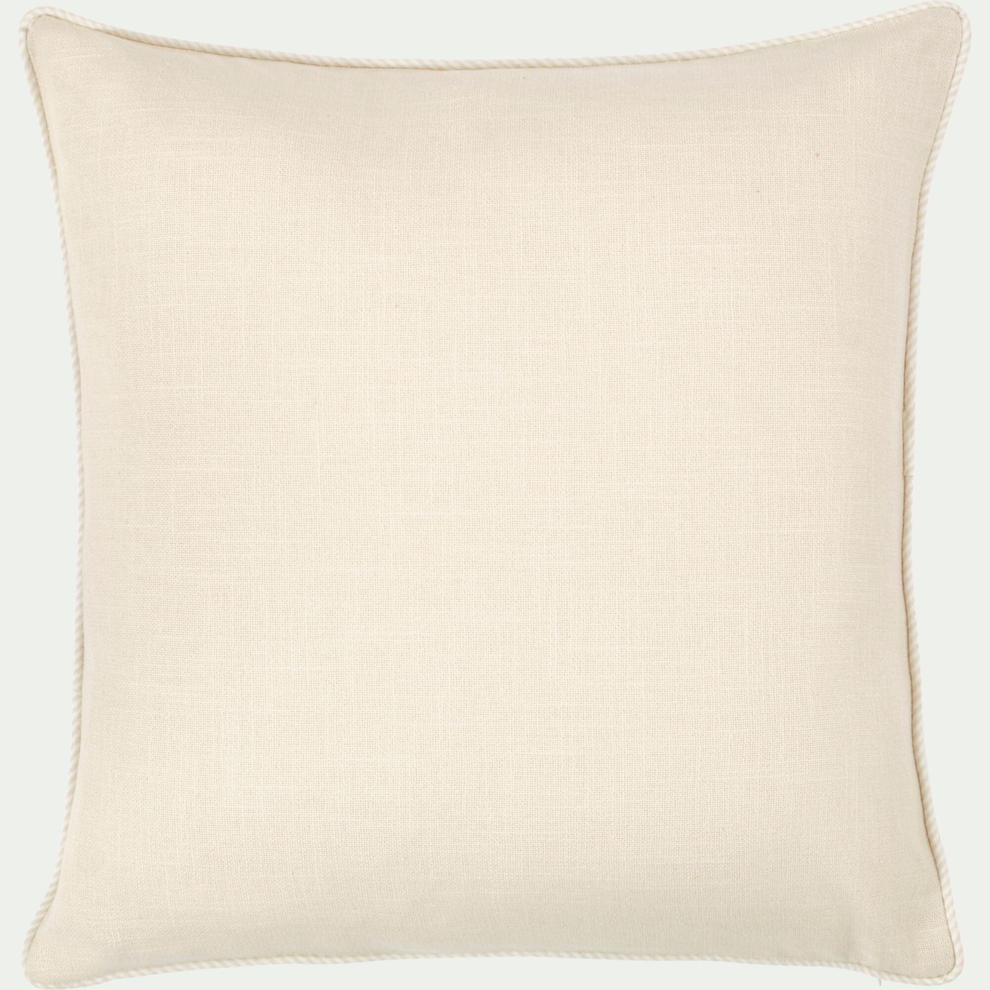 ARLES - Coussin à passepoil bicolore en coton 45x45cm - beige