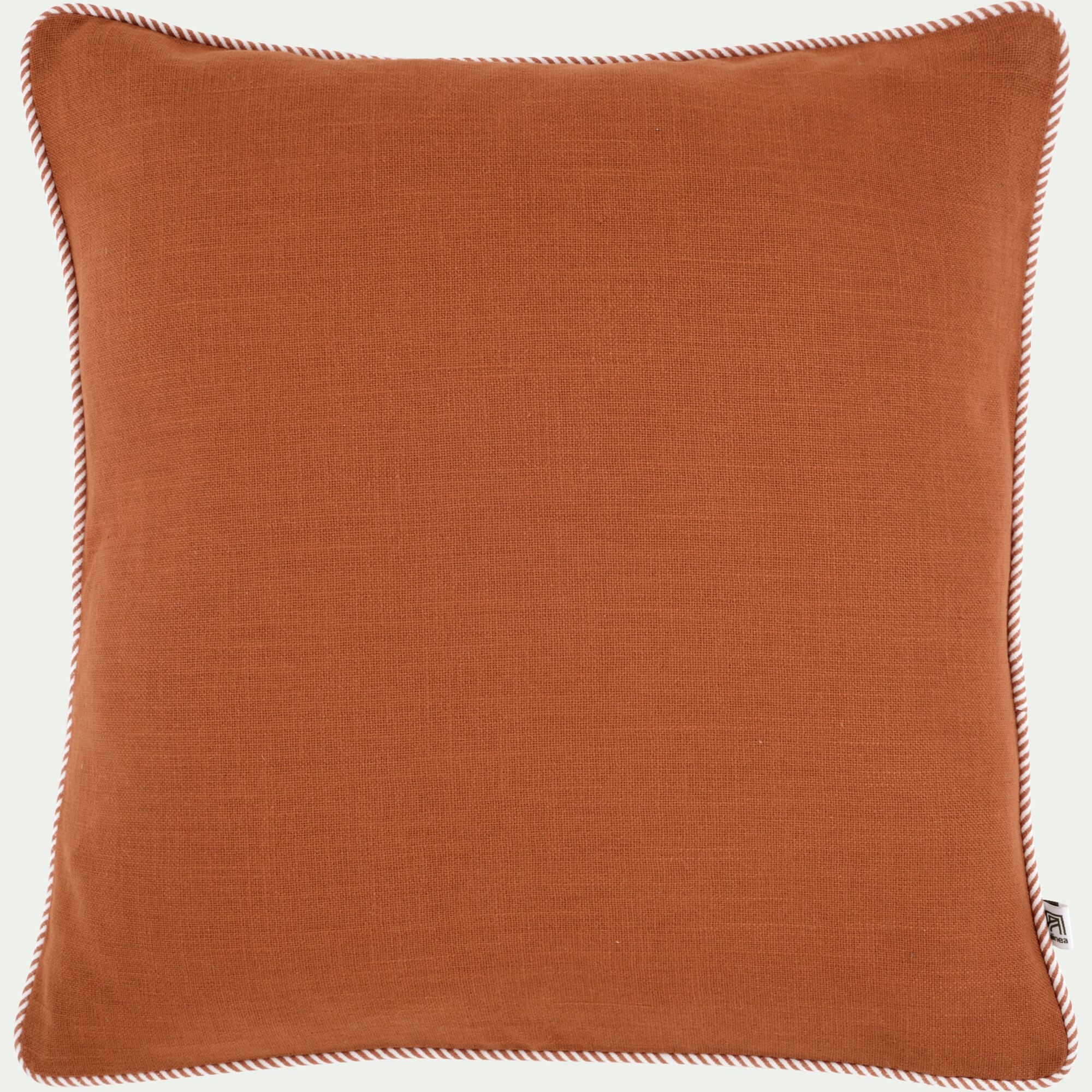 ARLES - Coussin à passepoil bicolore en coton 45x45cm - brun rustrel
