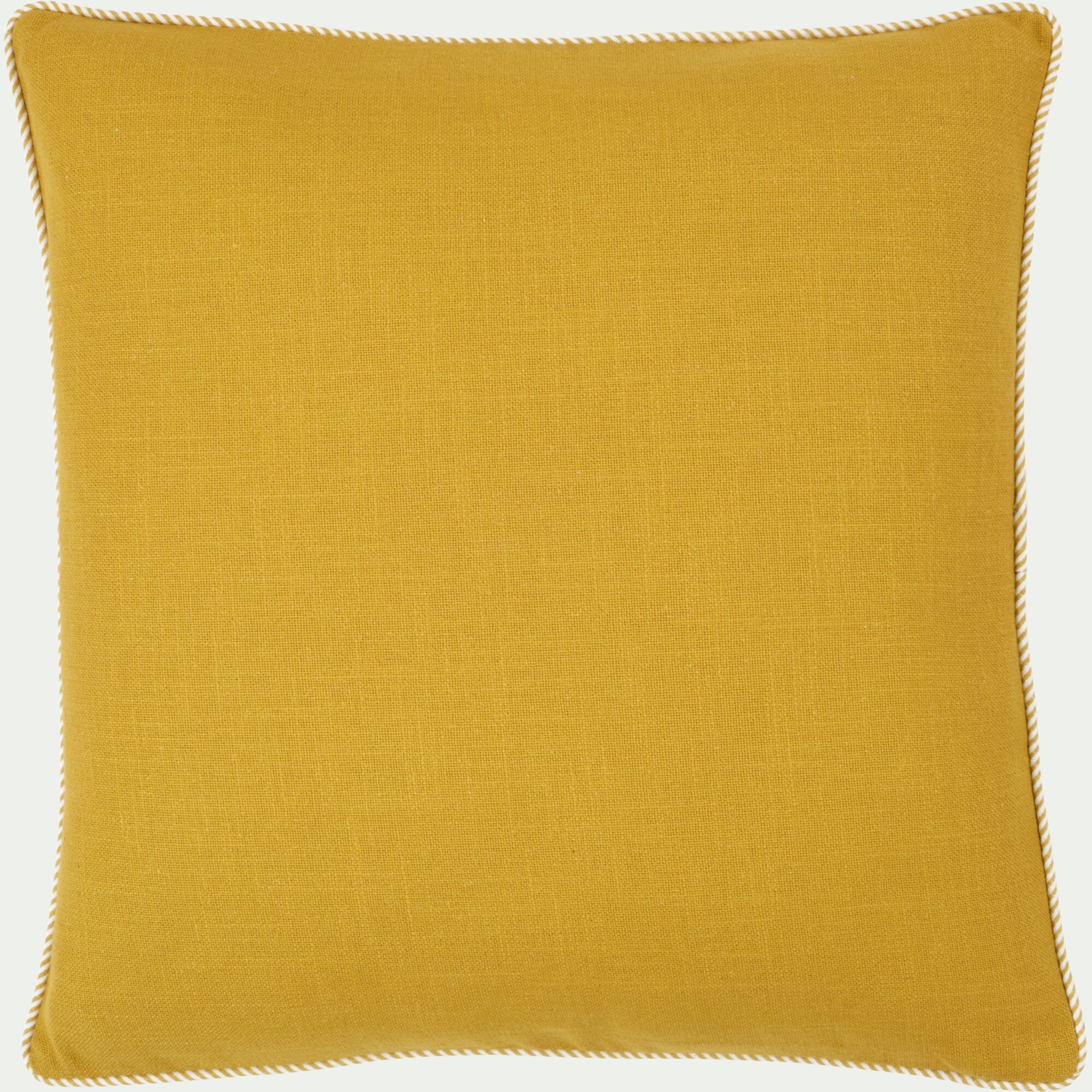 ARLES - Coussin à passepoil bicolore en coton 45x45cm - jaune archillea