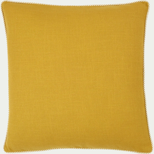 ARLES - Coussin à passepoil bicolore en coton 45x45cm - jaune archillea