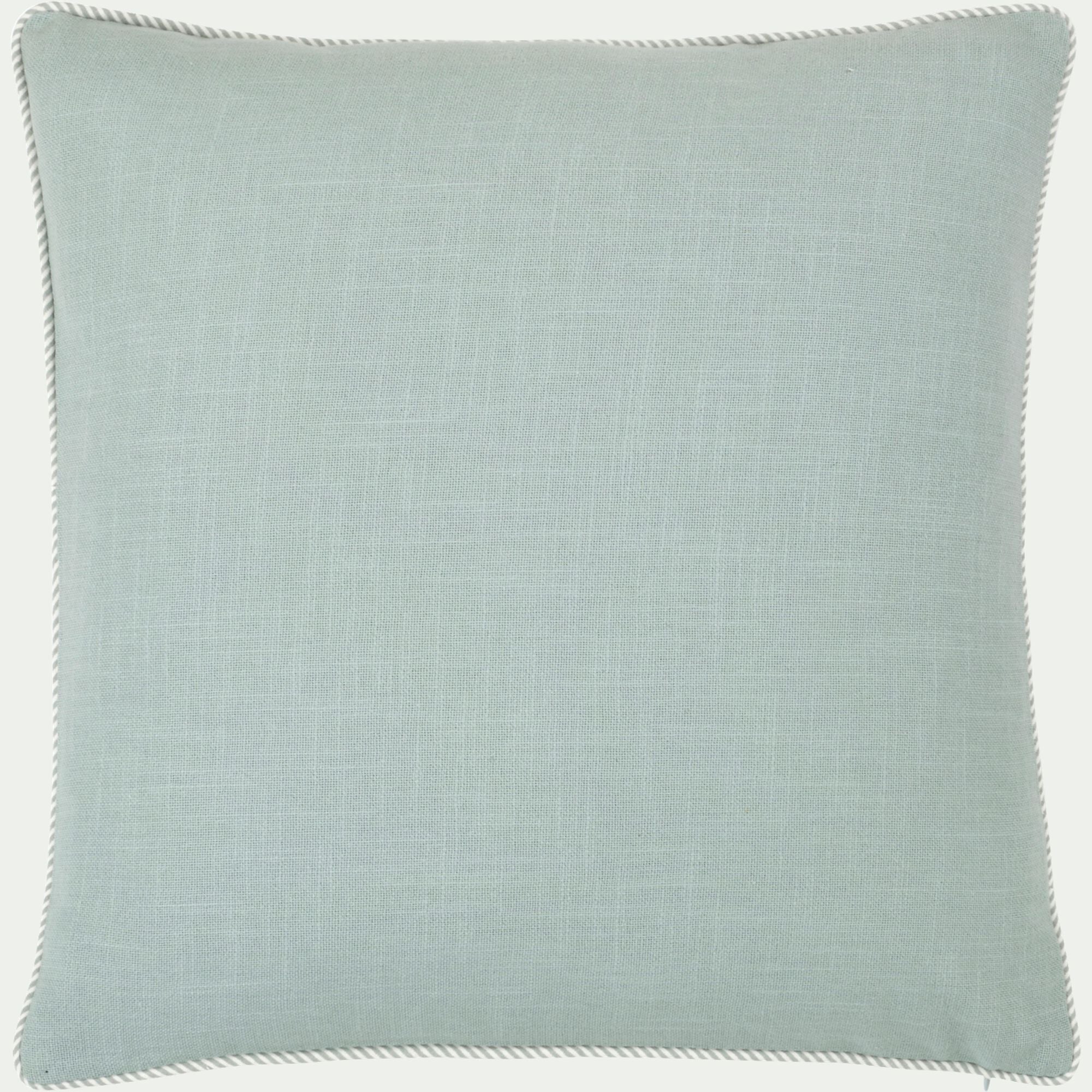 ARLES - Coussin à passepoil bicolore en coton 45x45cm - bleu calaluna