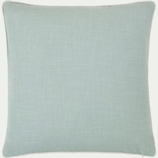 ARLES - Coussin à passepoil bicolore en coton 45x45cm - bleu calaluna