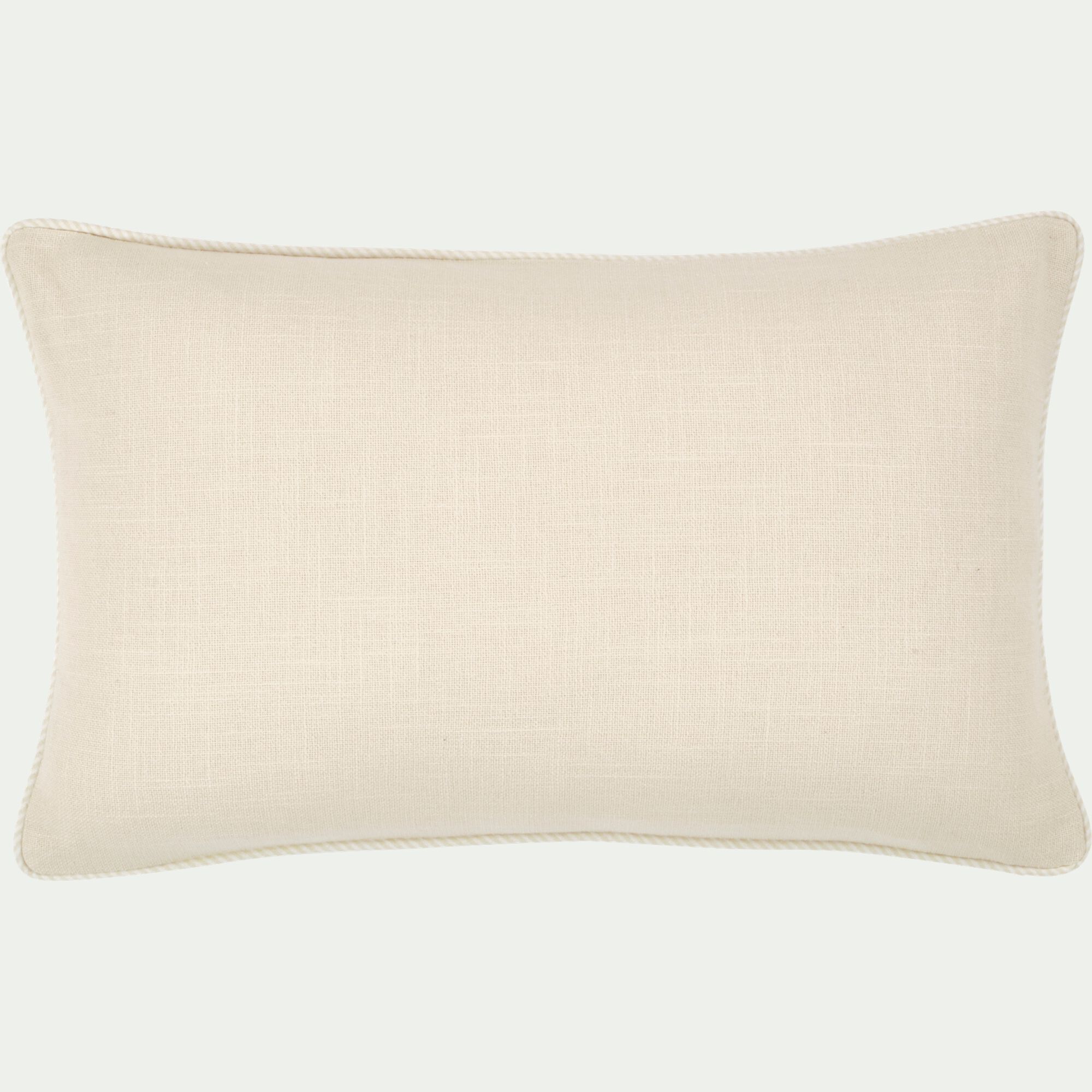 ARLES - Coussin à passepoil bicolore en coton 30x50cm - beige