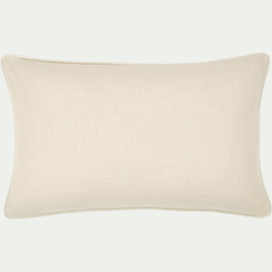 ARLES - Coussin à passepoil bicolore en coton 30x50cm - beige