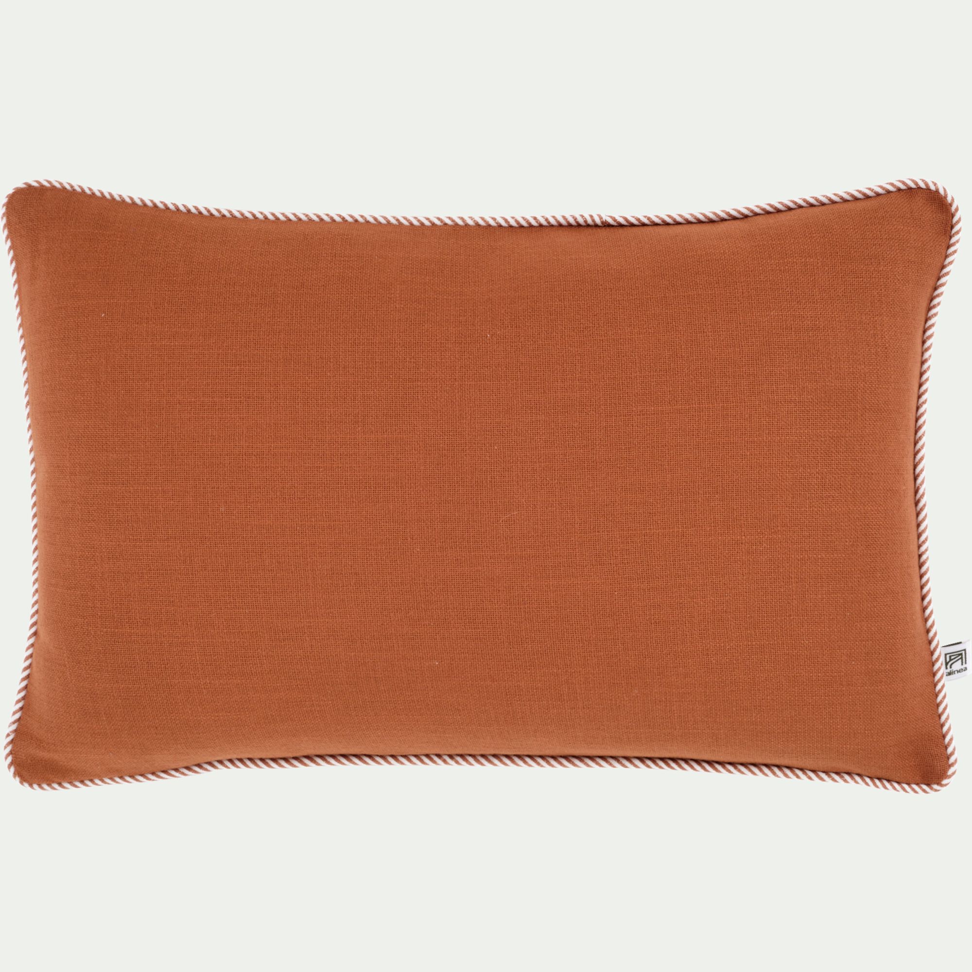 ARLES - Coussin à passepoil bicolore en coton 30x50cm - brun rustrel