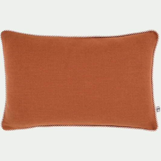 ARLES - Coussin à passepoil bicolore en coton 30x50cm - brun rustrel