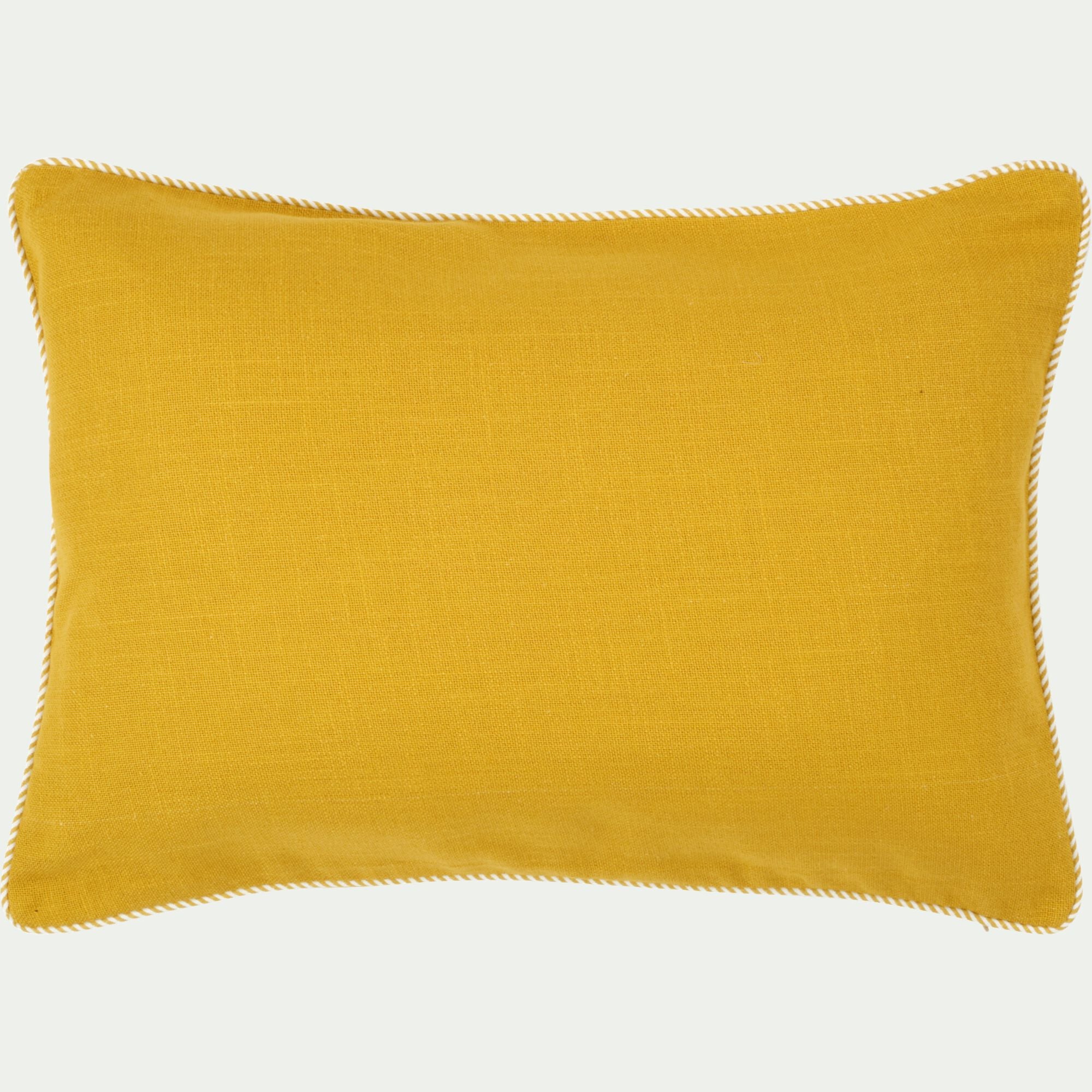 ARLES - Coussin à passepoil bicolore en coton 30x50cm - jaune