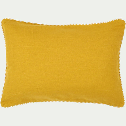 ARLES - Coussin à passepoil bicolore en coton 30x50cm - jaune