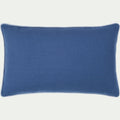 ARLES - Coussin à passepoil bicolore en coton 30x50cm - bleu abysse