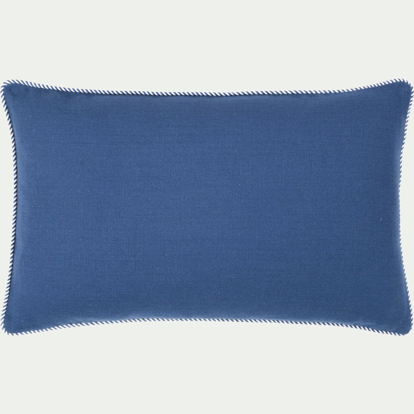 ARLES - Coussin à passepoil bicolore en coton 30x50cm - bleu abysse