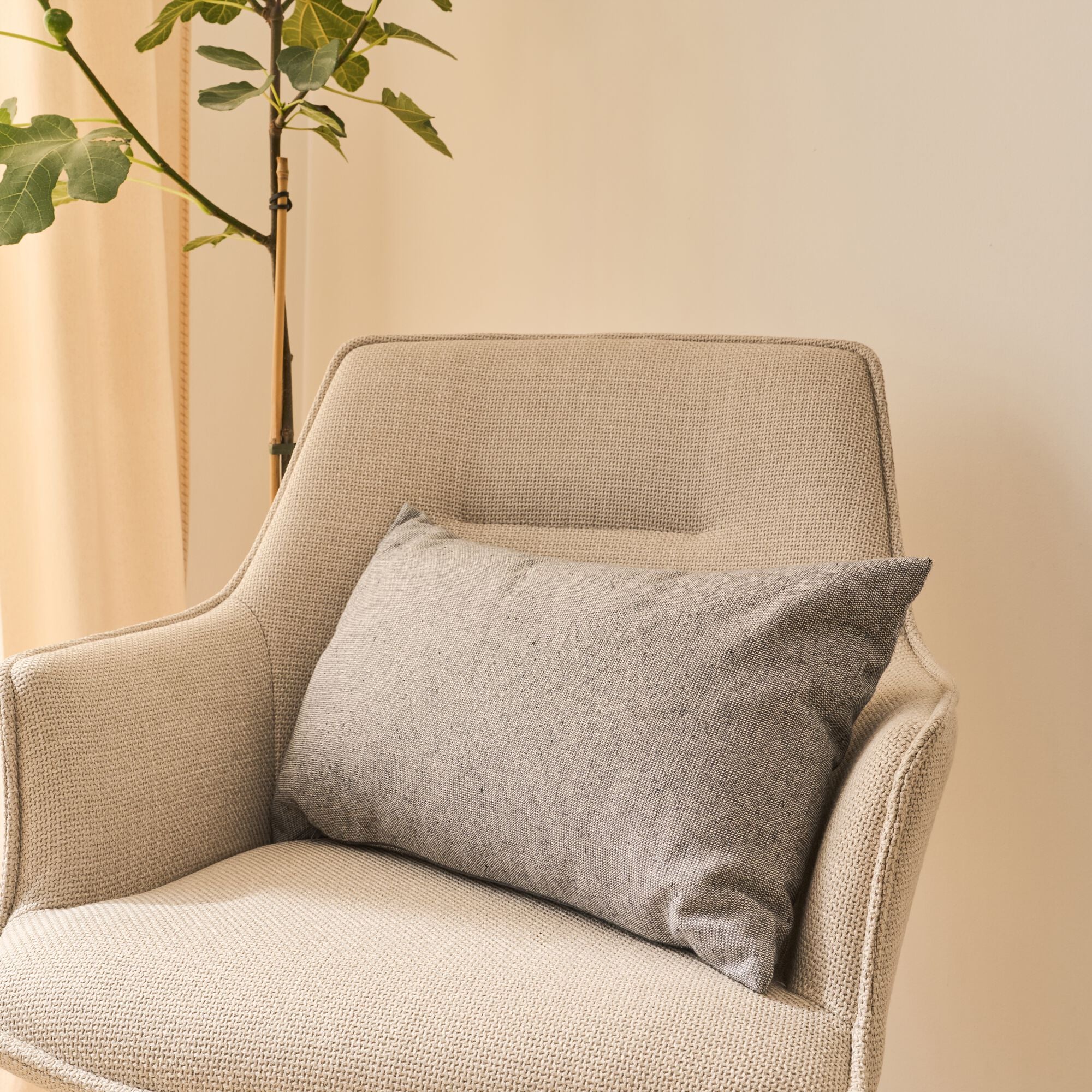 ARNO - Coussin chambray en coton 30x50cm - gris