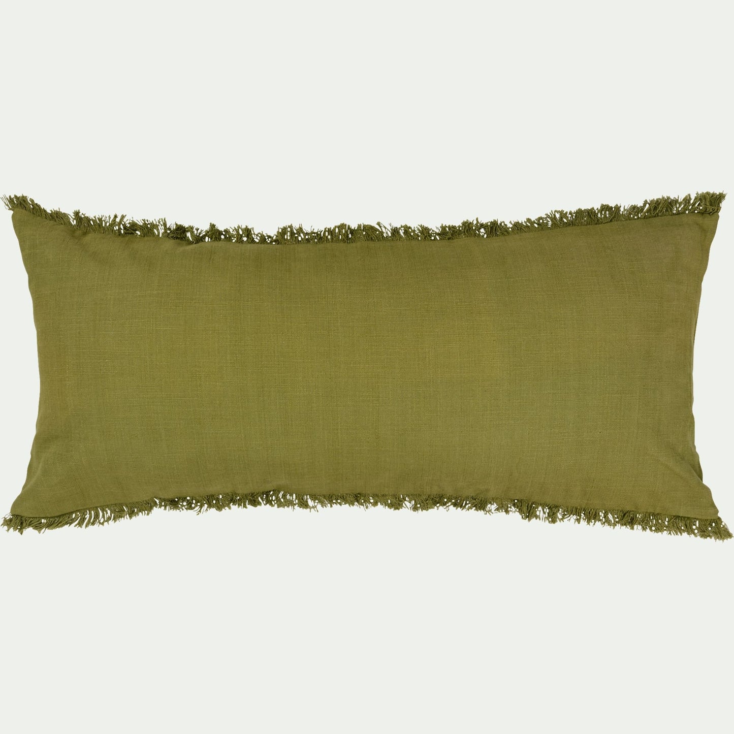 AZAK - Coussin en coton finition franges 40x90cm - vert garrigue