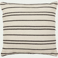 BADIANE - Coussin à rayures brodées en coton 45x45cm - noir et écru