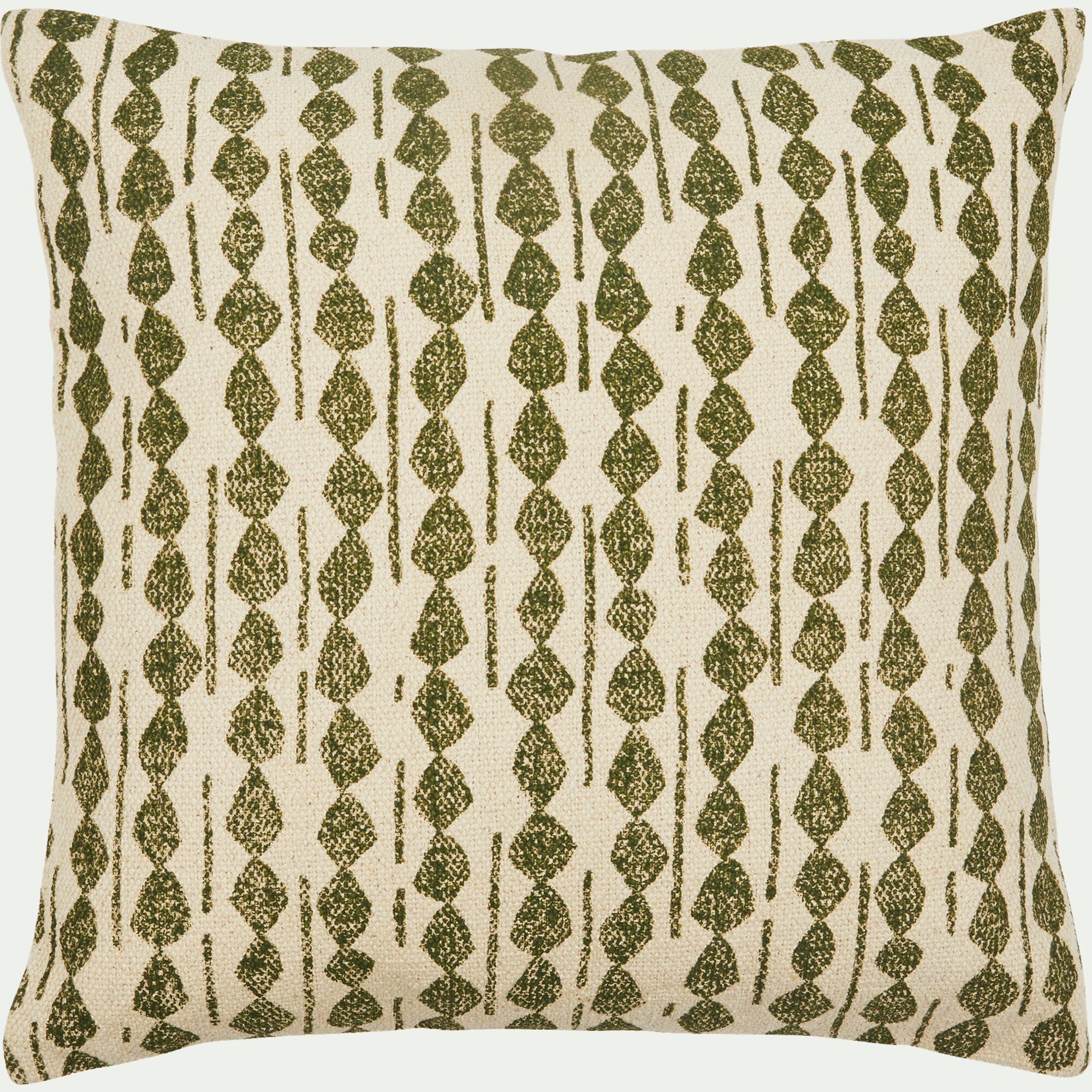 BARRAS - Coussin ethnique en coton - vert cèdre 45x45cm