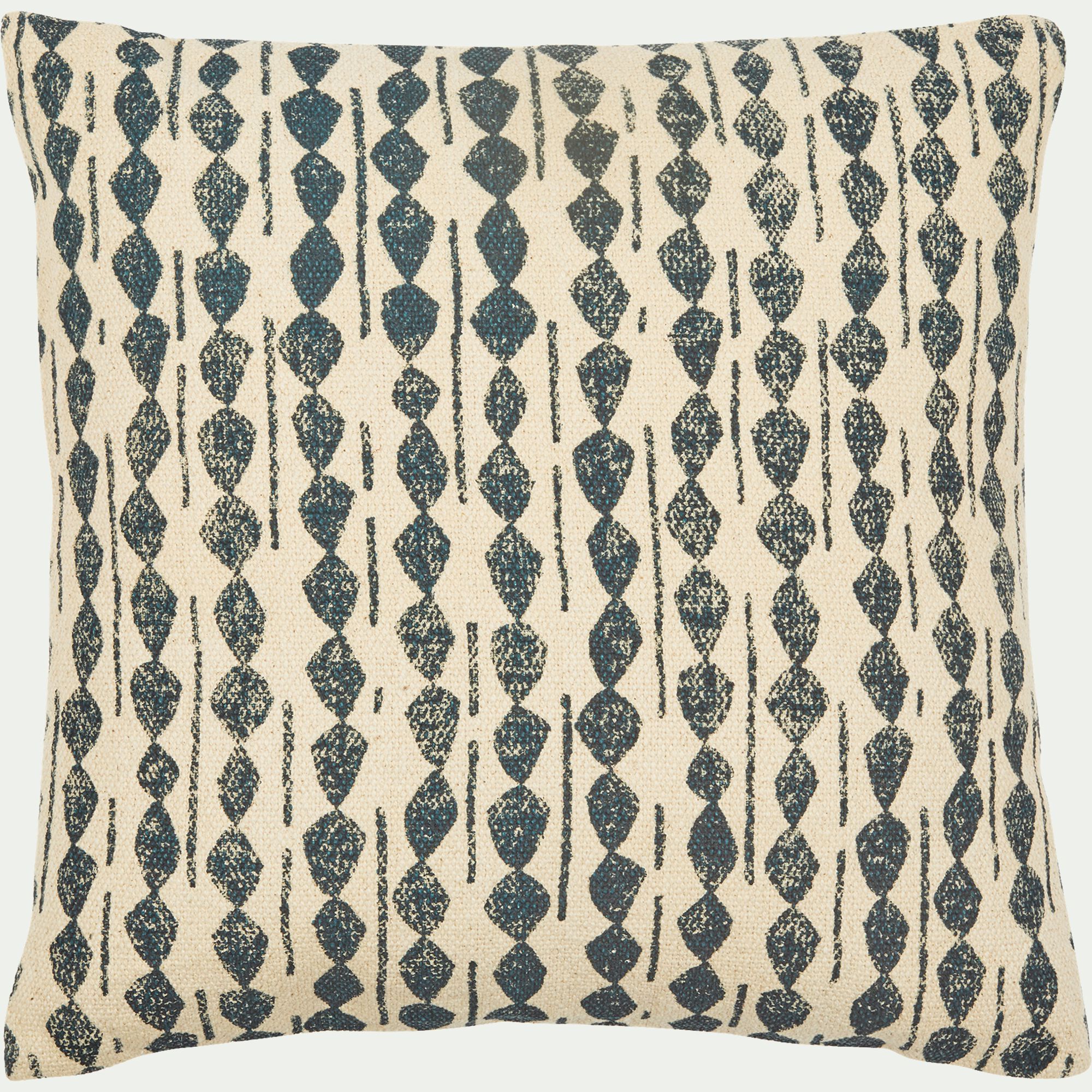 BARRAS - Coussin ethnique en coton 45x45cm - bleu figuerolles