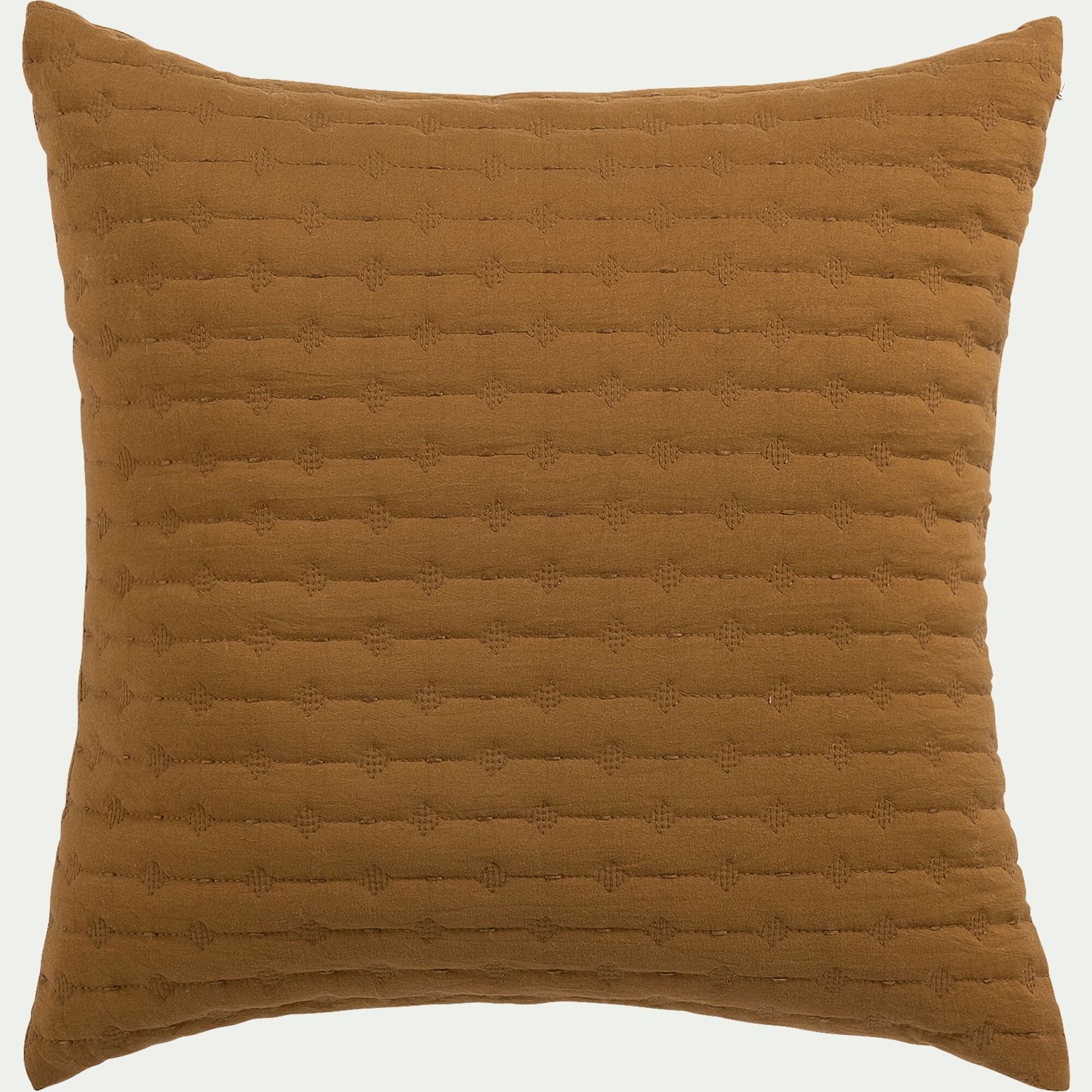 BENITO - Coussin en tissu surpiqué 45x45cm - jaune alep