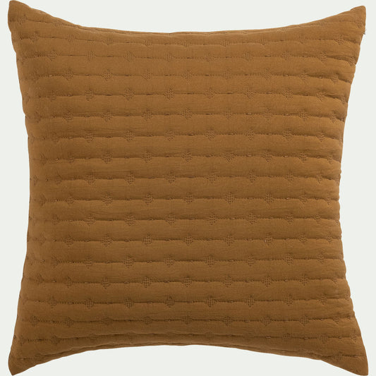 BENITO - Coussin en tissu surpiqué 45x45cm - jaune alep