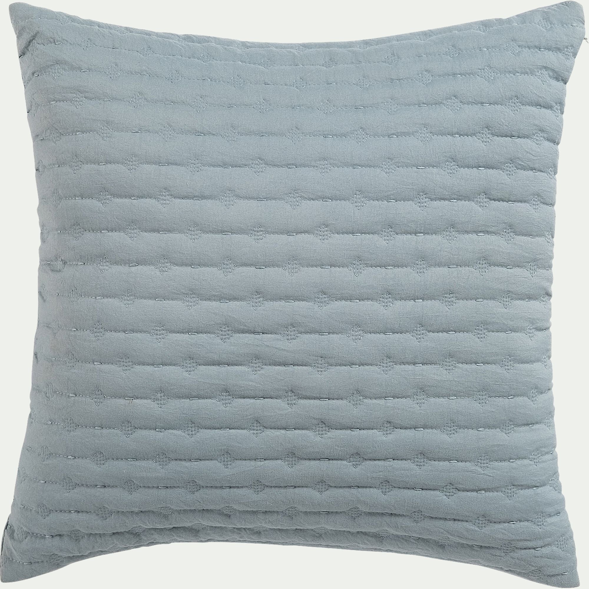 BENITO - Coussin en tissu surpiqué 45x45cm - bleu calaluna