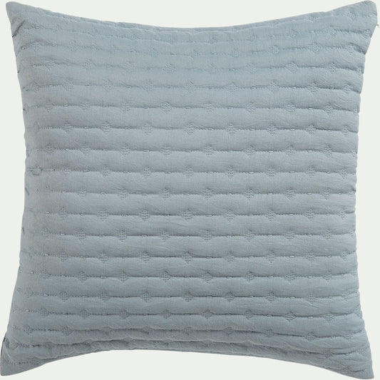 BENITO - Coussin en tissu surpiqué 45x45cm - bleu calaluna