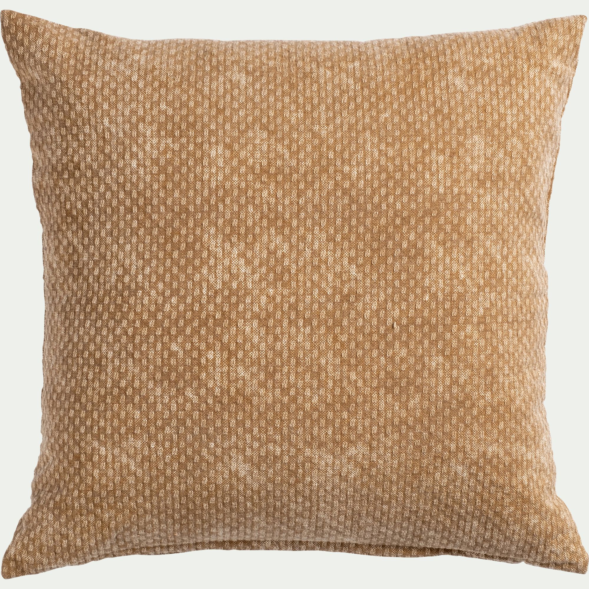 BLAISE - Coussin surpiqué en coton 45x45cm - brun noisette
