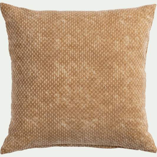 BLAISE - Coussin surpiqué en coton 45x45cm - brun noisette