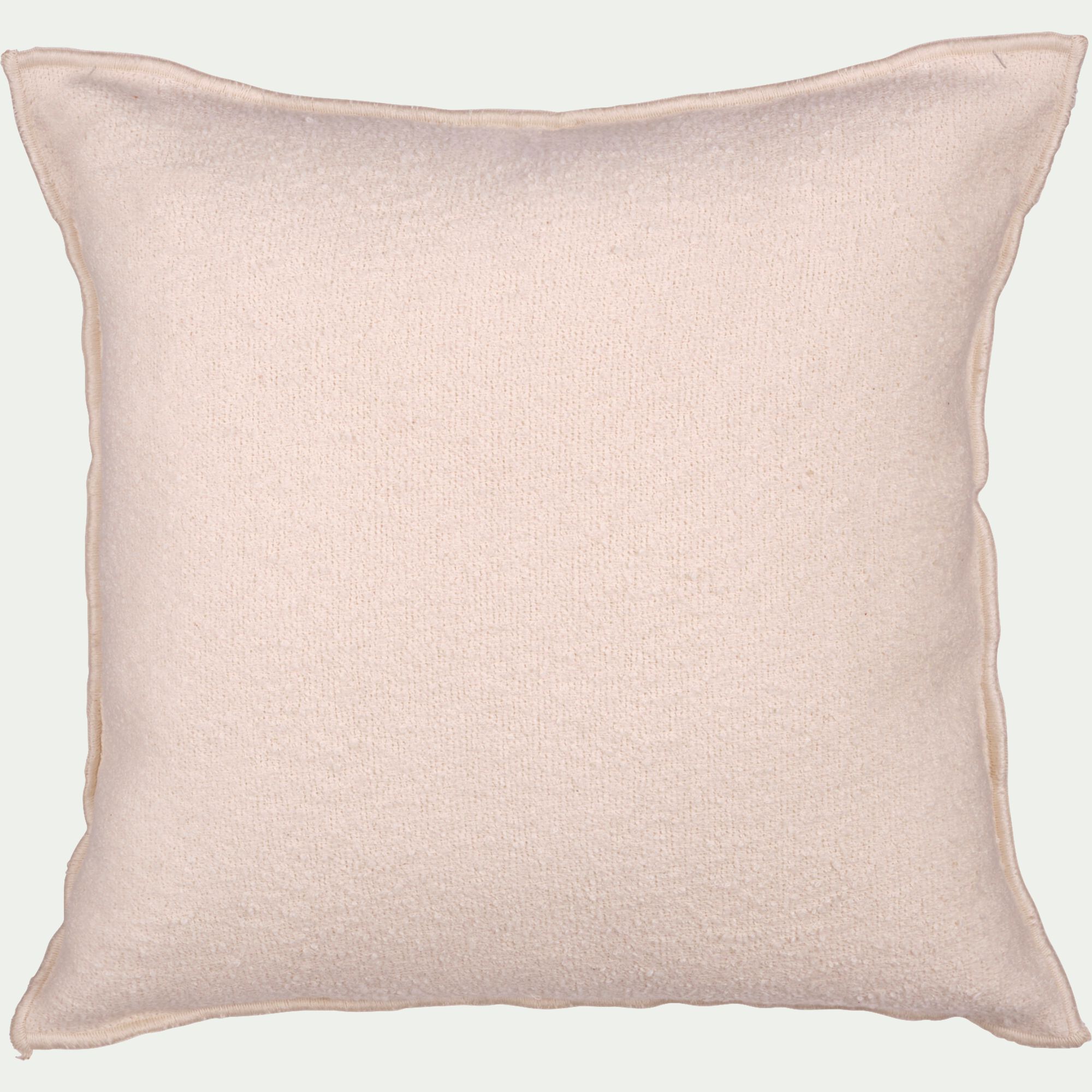 CASALE - Coussin en polyester effet bouclette finition point bourdon 45x45cm - beige sable