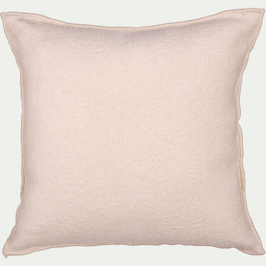 CASALE - Coussin en polyester effet bouclette finition point bourdon 45x45cm - beige sable